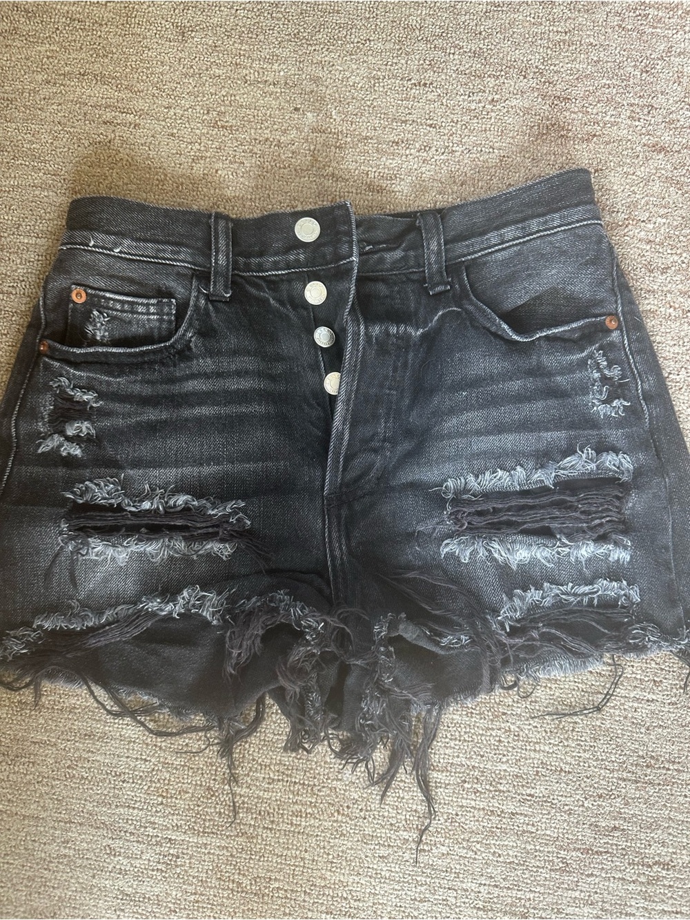 Cello Black Distressed High-Rise Jean Shorts